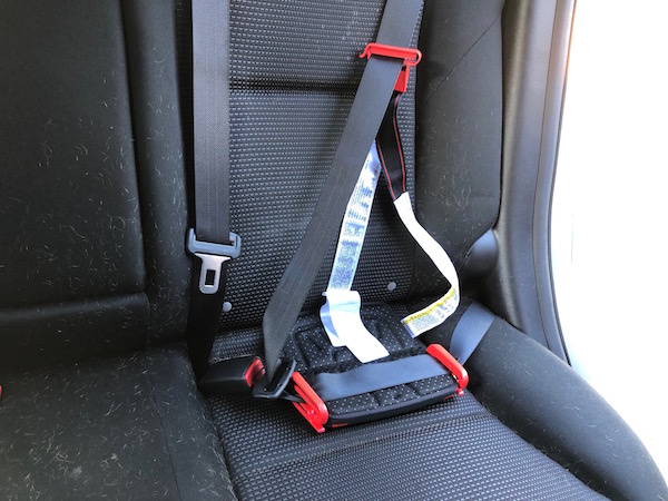 The Mifold booster seat in use