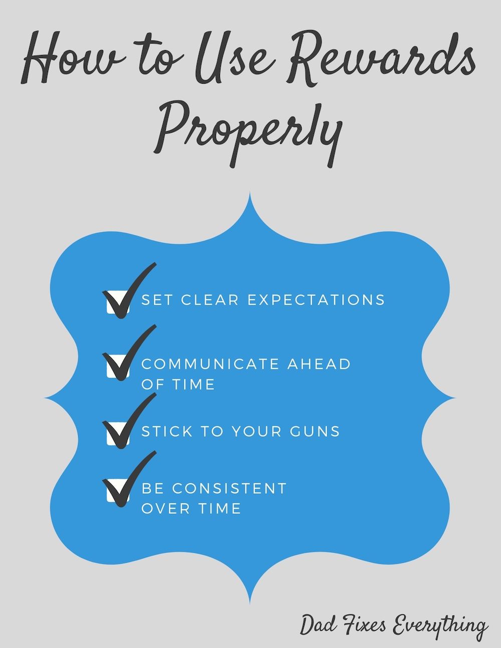 Checklist for proper rewards for kids