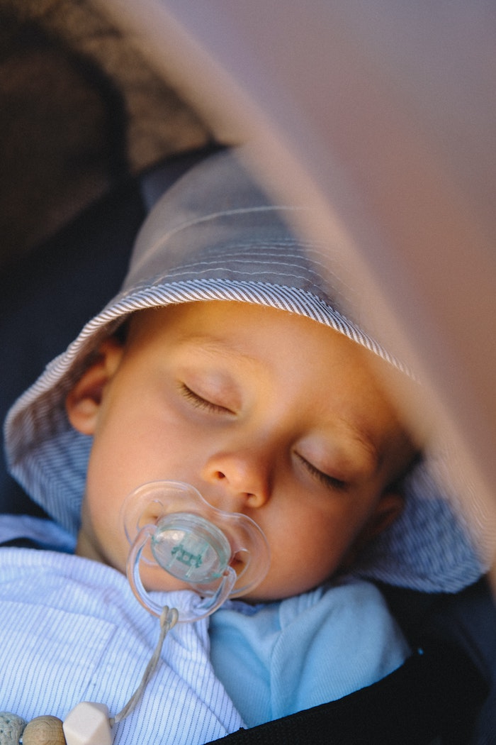 Sleeping baby with pacifier
