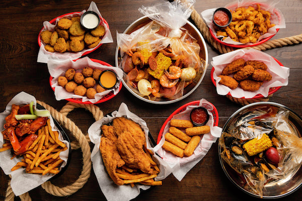 Food and kids meal from The Pirate's Boil