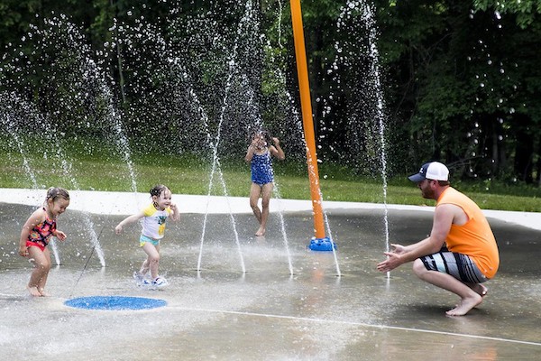 Kids playing in splash pads