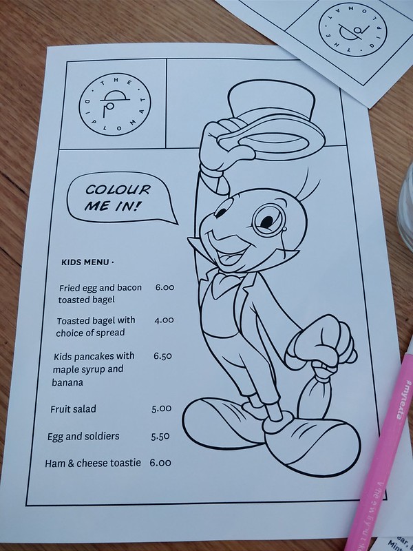 A coloring kids menu